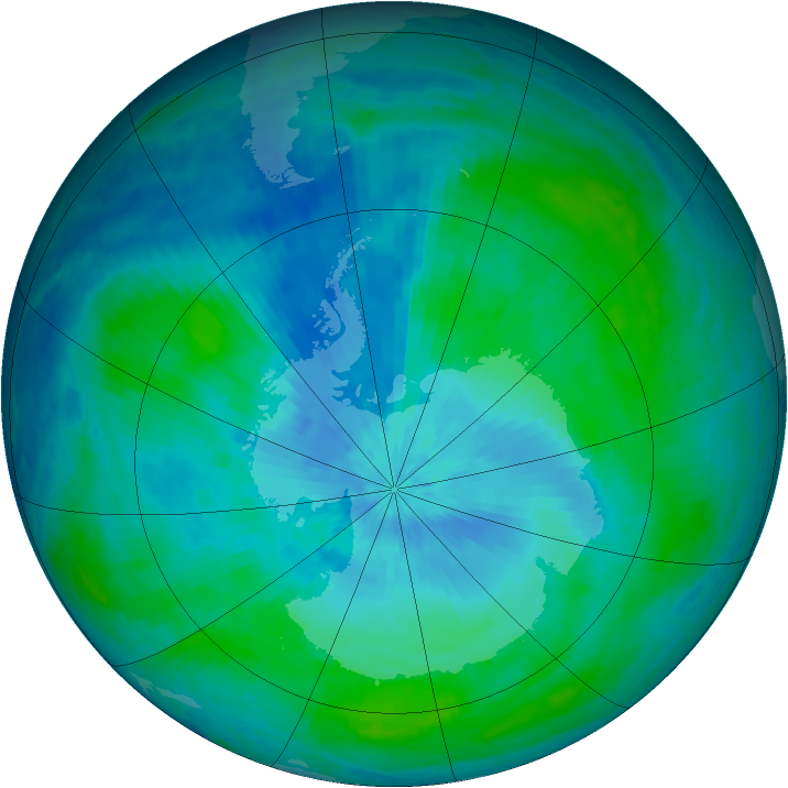 Antarctic ozone map for 26 February 2004